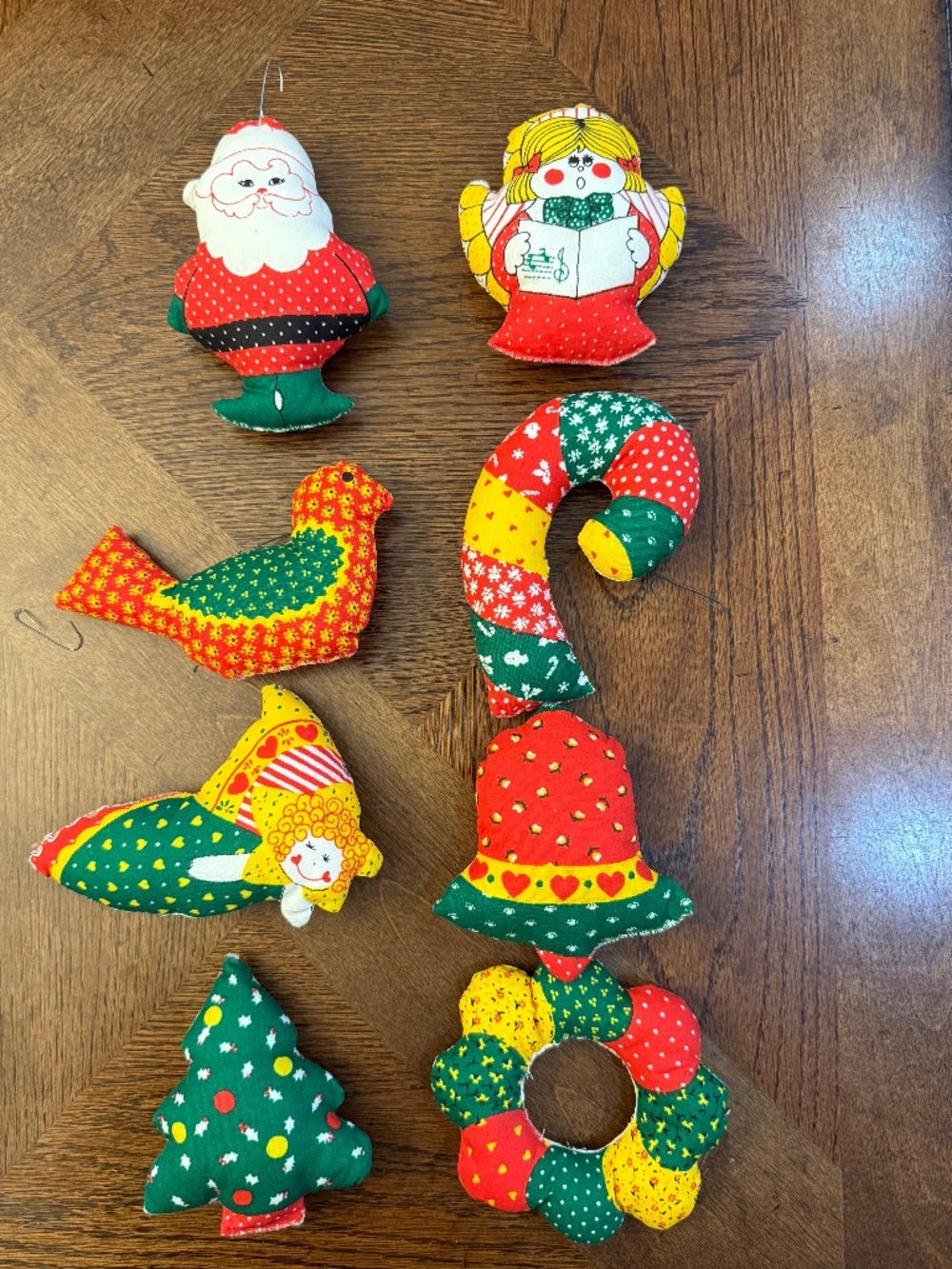 8 vintage sewn Christmas ornaments